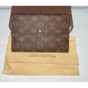 Louis Vuitton Vintage Brown Monogram Pochette Passport Travel Wallet